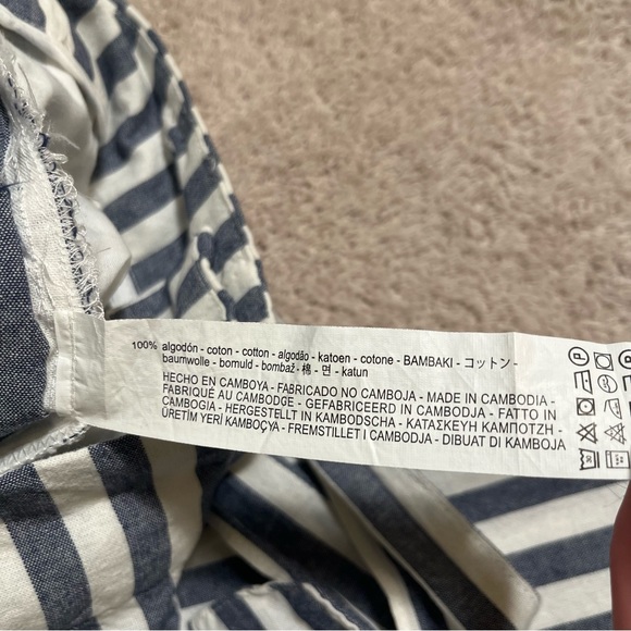 Zara Wide Leg High Waist Tie Lightweight Pants size Small, Blue & White Stripes - Picture 11 of 15